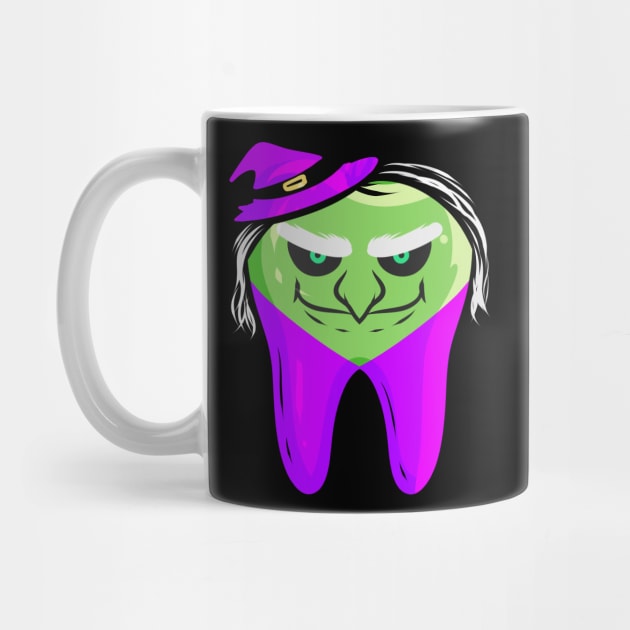 Evil Green Witch Tooth For Dentist On Halloween by SinBle
